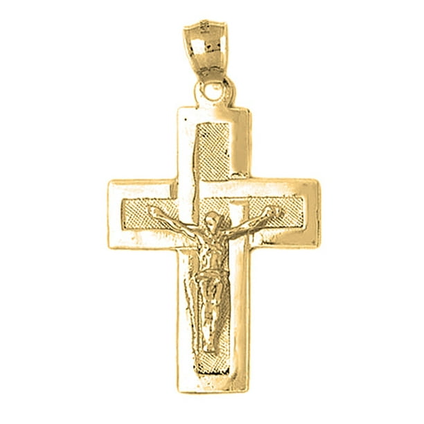 Jewels Obsession Silver Latin Crucifix Pendant 14K Yellow Gold-plated 925 Silver Latin Crucifix Pendant Jewels Obsession Silver Latin Crucifix Pendant 14K Yellow Gold-plated 925 Silver Latin Crucifix Pendant